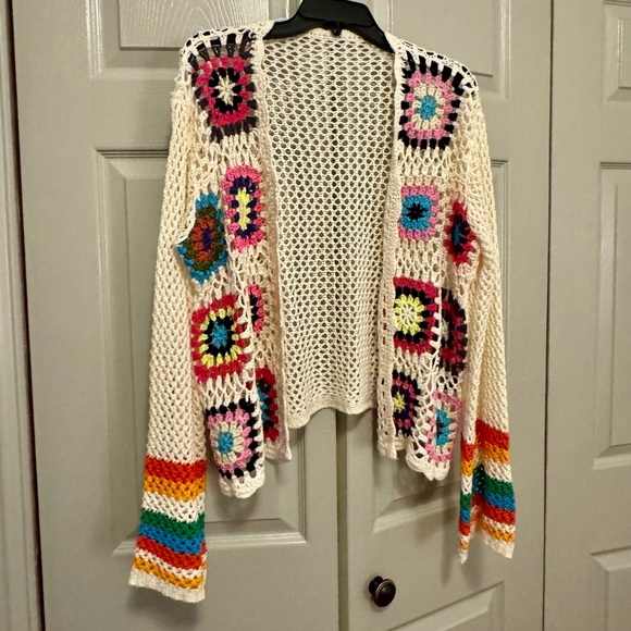SHEIN Boho Multicolor Crochet Open-Front Cardigan - Picture 2 of 7